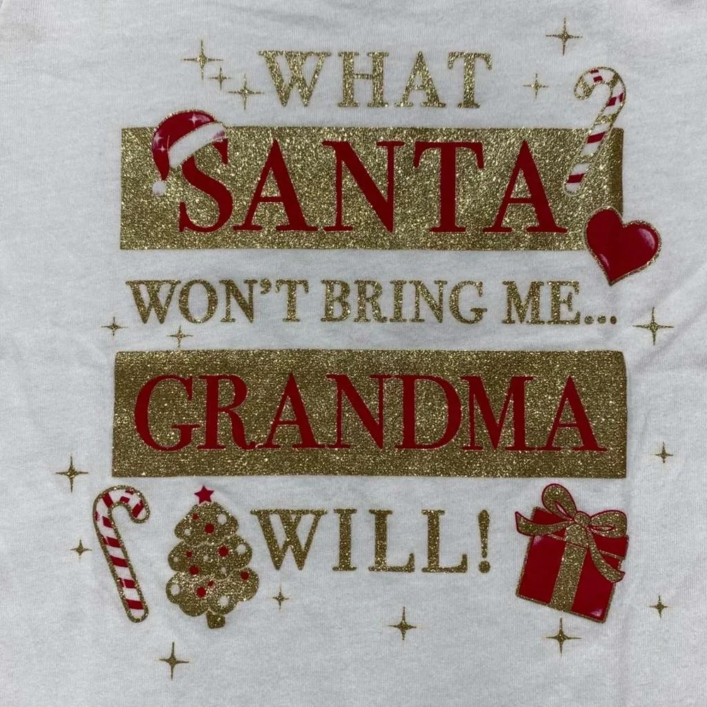 The Childrens Place Girls Christmas What Santa‎ Won’t Bring Grandma Will Tee 5T